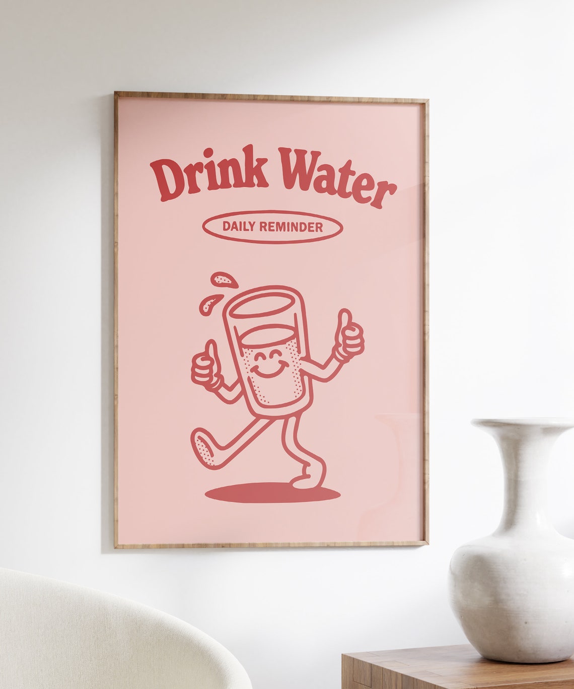 Drink Water Daily Reminder Retro Water Glass Character Poster - Image 4