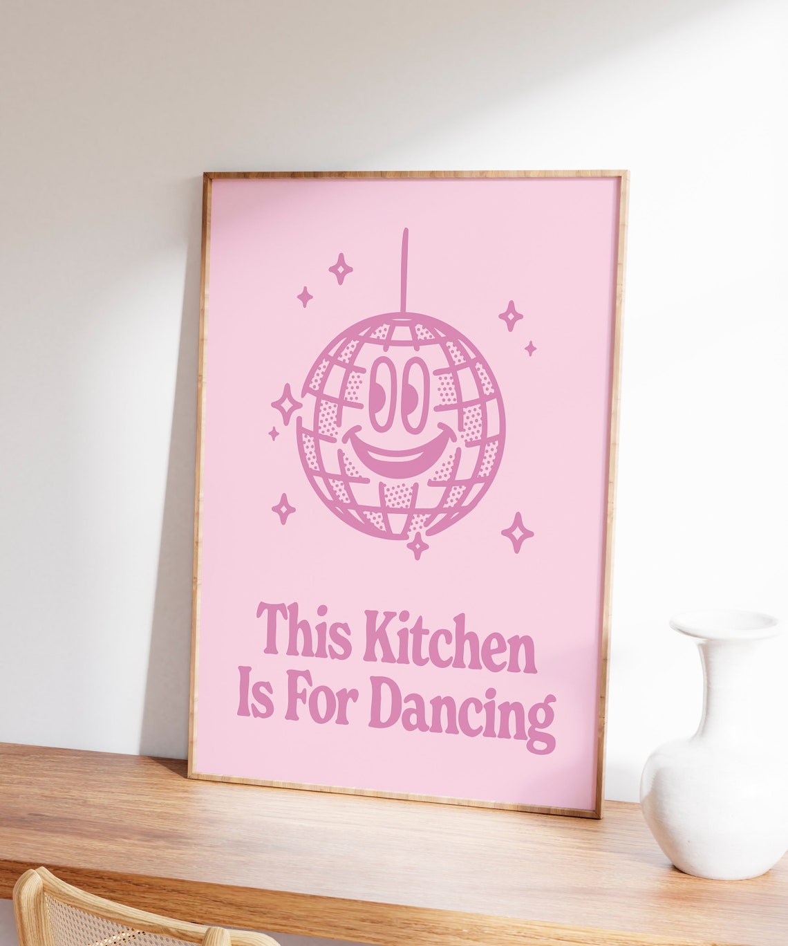 This Kitchen Is For Dancing Pink Disco Ball Kitchen Quote Poster - Image 7
