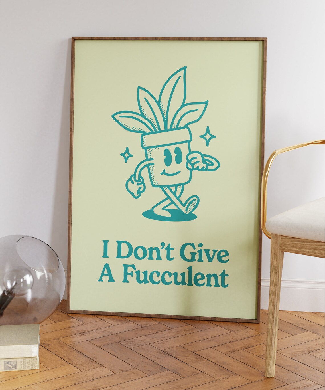 I Don't Give a Fucculent Funny Succulent Character Retro Poster - Image 6