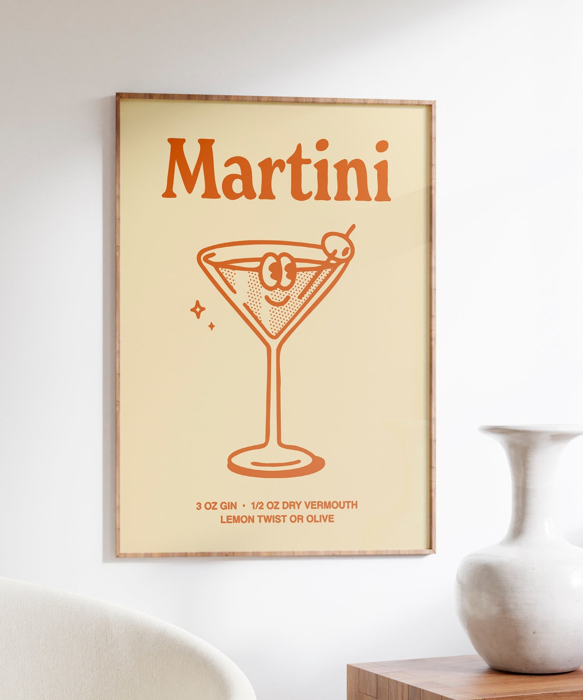 Martini Cocktail Recipe Olive Retro Illustration Home Bar Poster - Image 6
