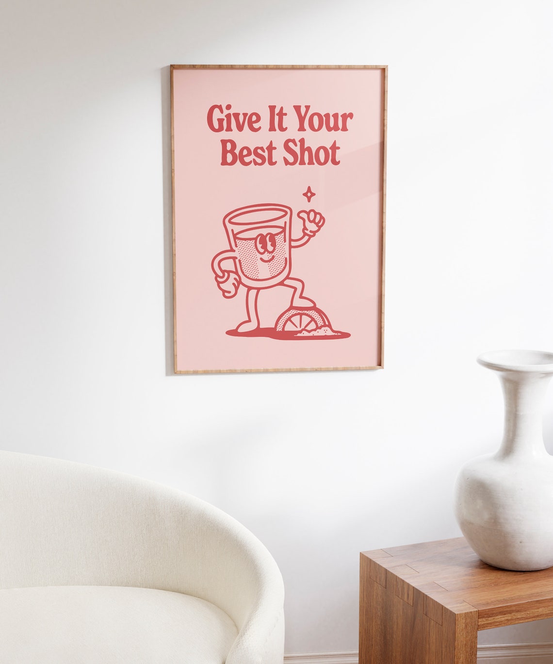 Give It Your Best Shot Retro Shot Glass Party Fun Quote Poster - Image 6