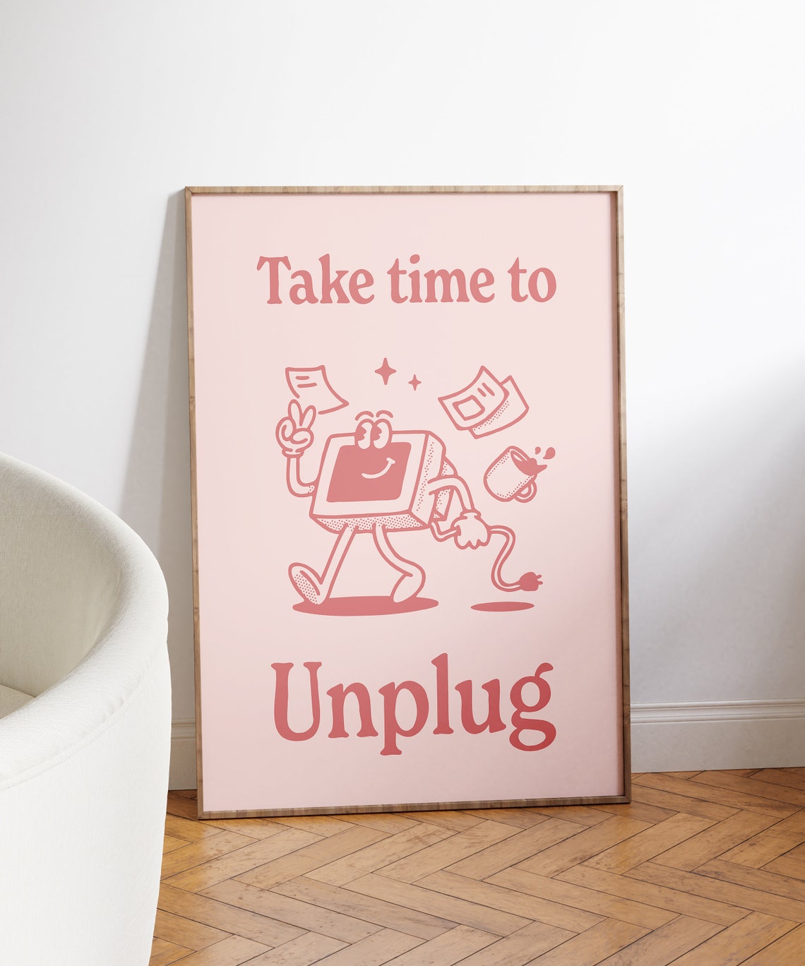 Take Time to Unplug Retro Computer Character Digital Detox Poster - Image 3