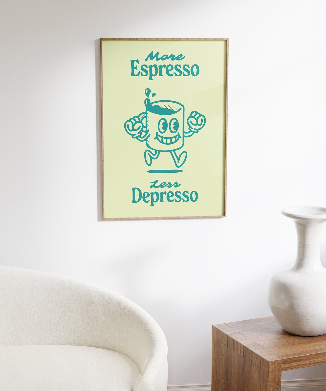 Retro Coffee Art Print, More Espresso Less Depresso - Image 4