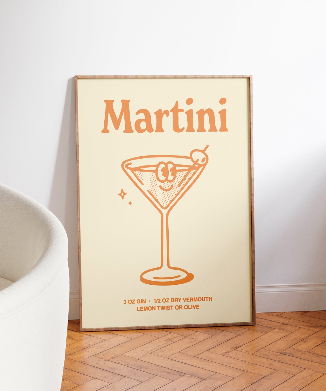 Martini Cocktail Recipe Olive Retro Illustration Home Bar Poster - Image 3