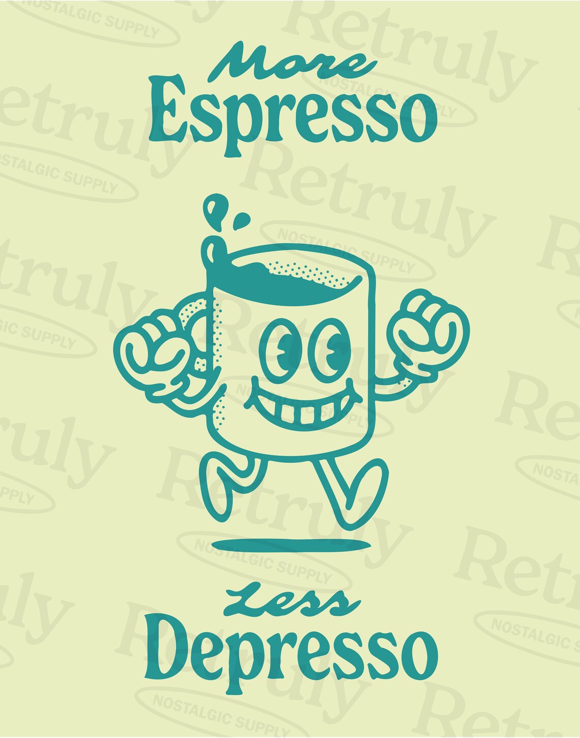 Retro Coffee Art Print, More Espresso Less Depresso - Image 2