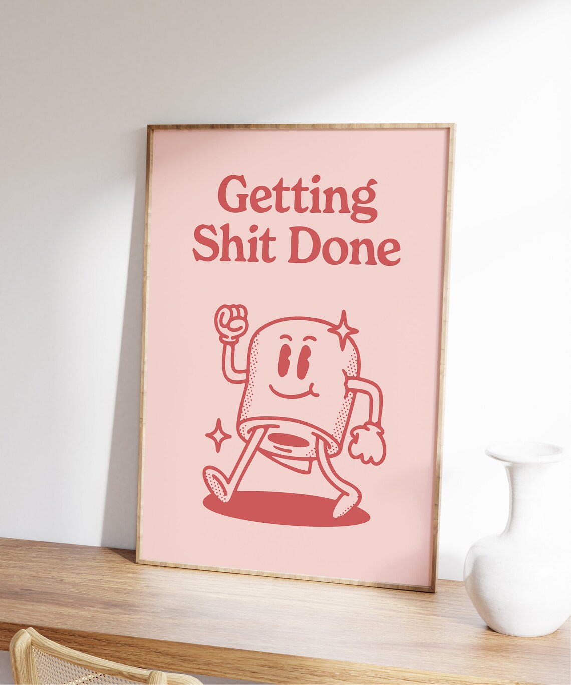 Funny Bathroom Wall Print, Pink Retro Toilet Decor - Image 7