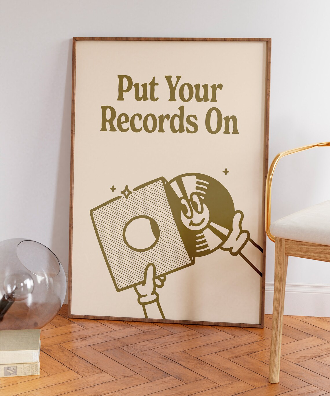 Put Your Records On Retro Vinyl Record Character Music Quote Poster - Image 6