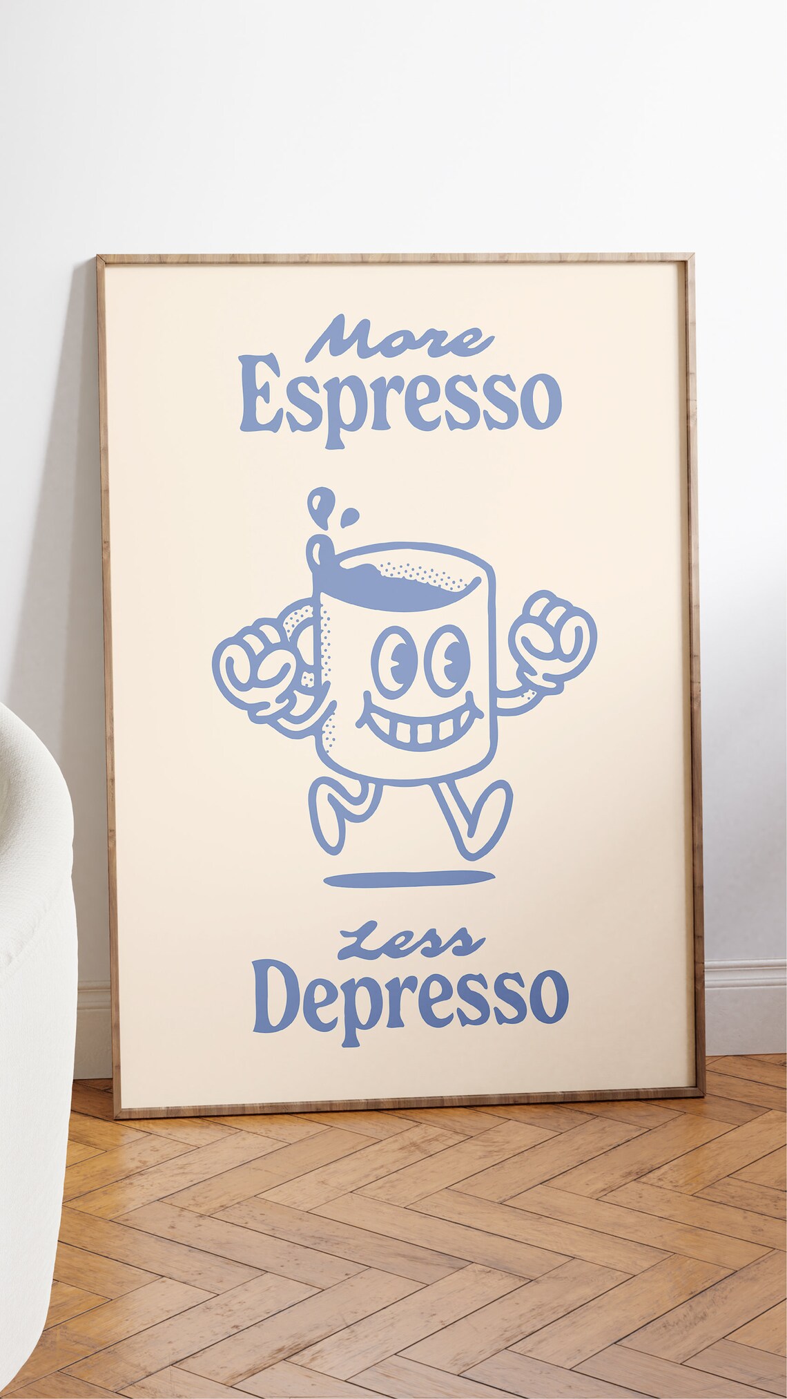 More Espresso Less Depresso Retro Coffee Quote Art Print - Image 2