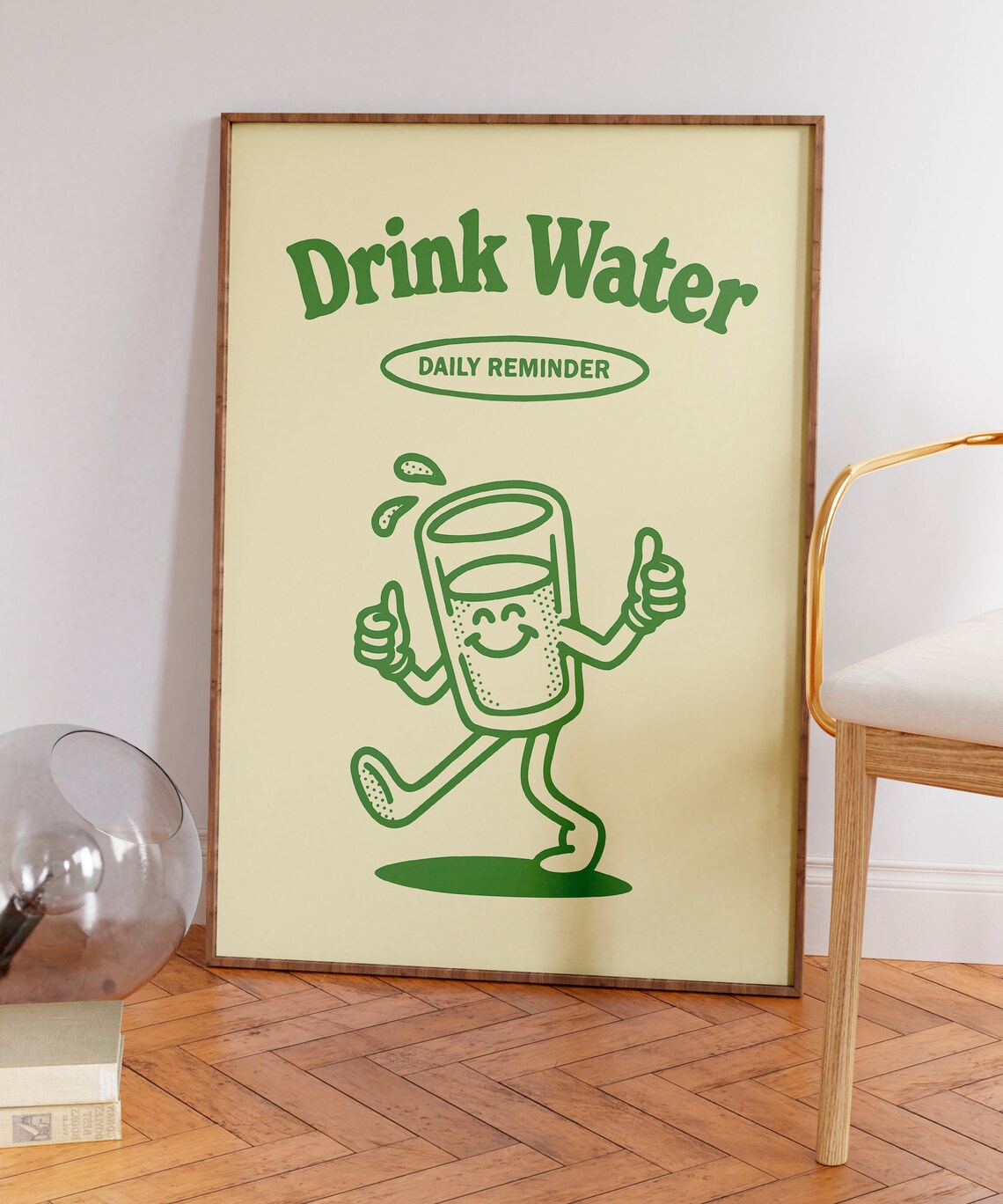 Drink Water Daily Reminder Retro Cute Wellness Quote Wall Art - Image 4