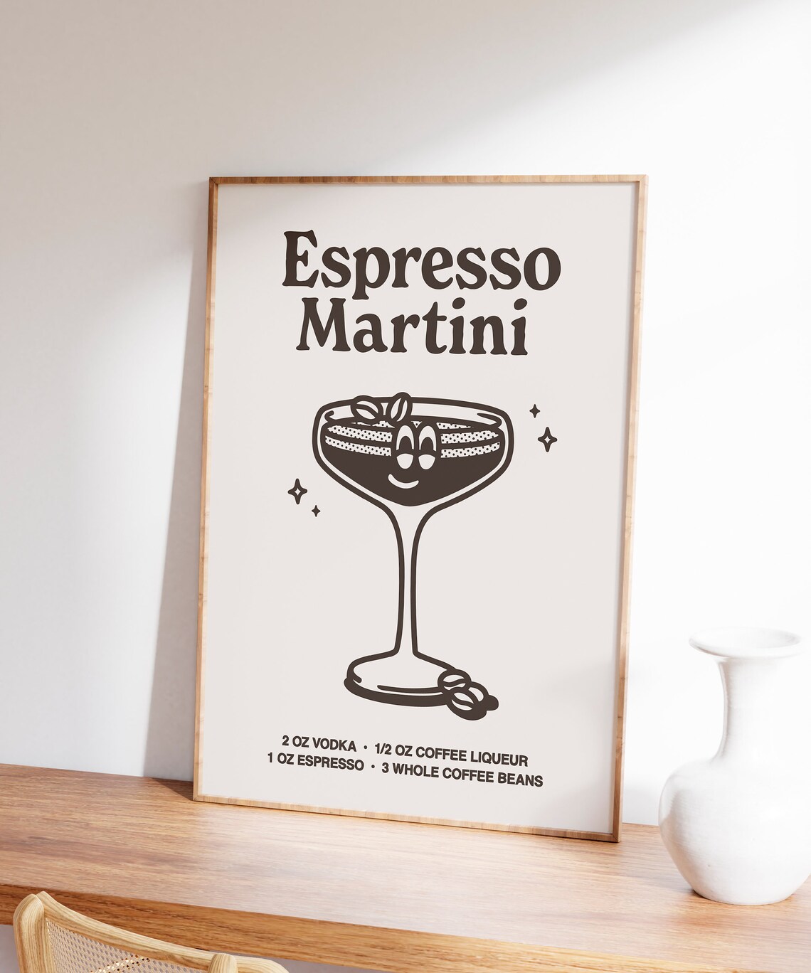 Espresso Martini Cocktail Recipe Brown Line Art Bar Cart Poster - Image 5