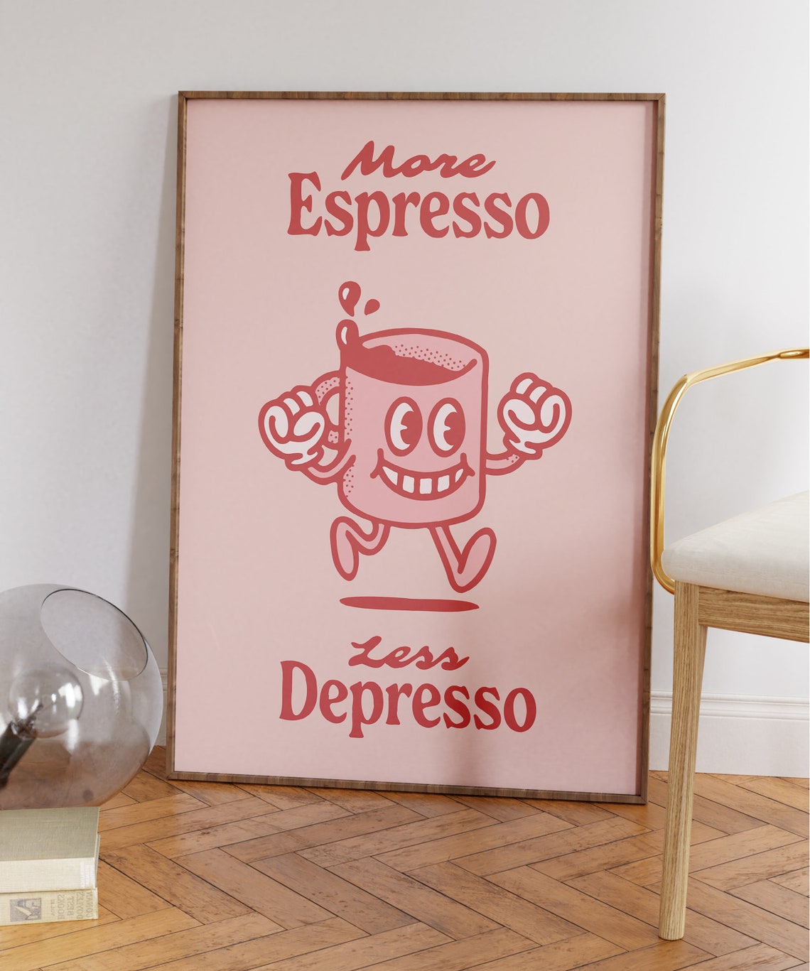 Espresso Wall Art Red Retro Coffee Poster Funny Coffee Quote Trendy Art Print Cute Kitchen Wall Art Coffee Lover Gift - Image 5
