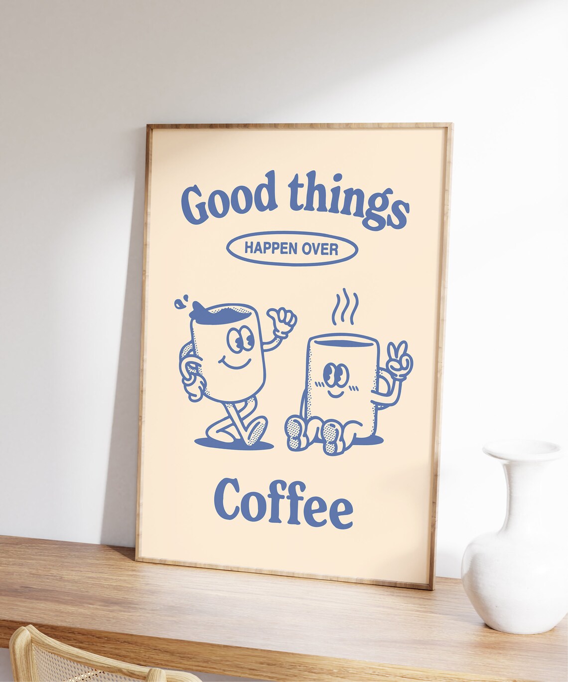 Good Things Happen Over Coffee Retro Kitchen Poster - Image 7