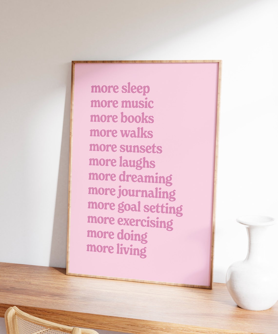 More Sleep More Music Retro Pink Self Care Affirmation Poster - Image 7
