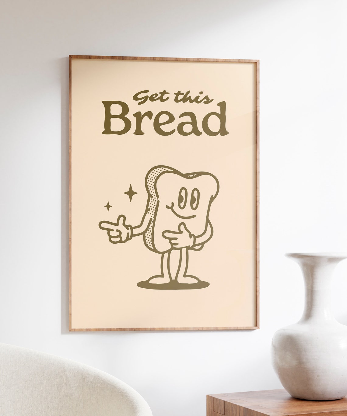 Get This Bread Cute Smiling Toast Retro Cartoon Quote Poster - Image 4