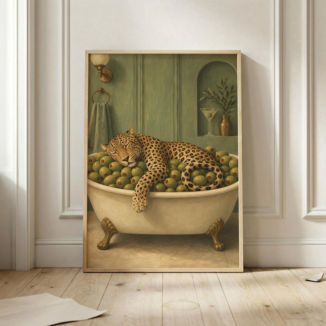 Sleeping Leopard Poster, Whimsical Wildlife Artwork