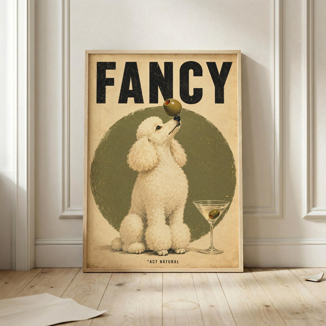 Fancy Poodle Funny Dog Poster, Vintage Pet Lover Gift