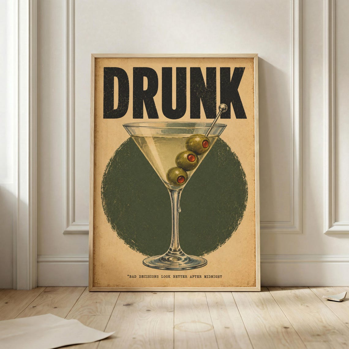 Extra Dirty Martini Poster Drunk Wall Art Print Retro Cocktail Decor Bar Cart Artwork Vintage Drinking Funny Kitchen