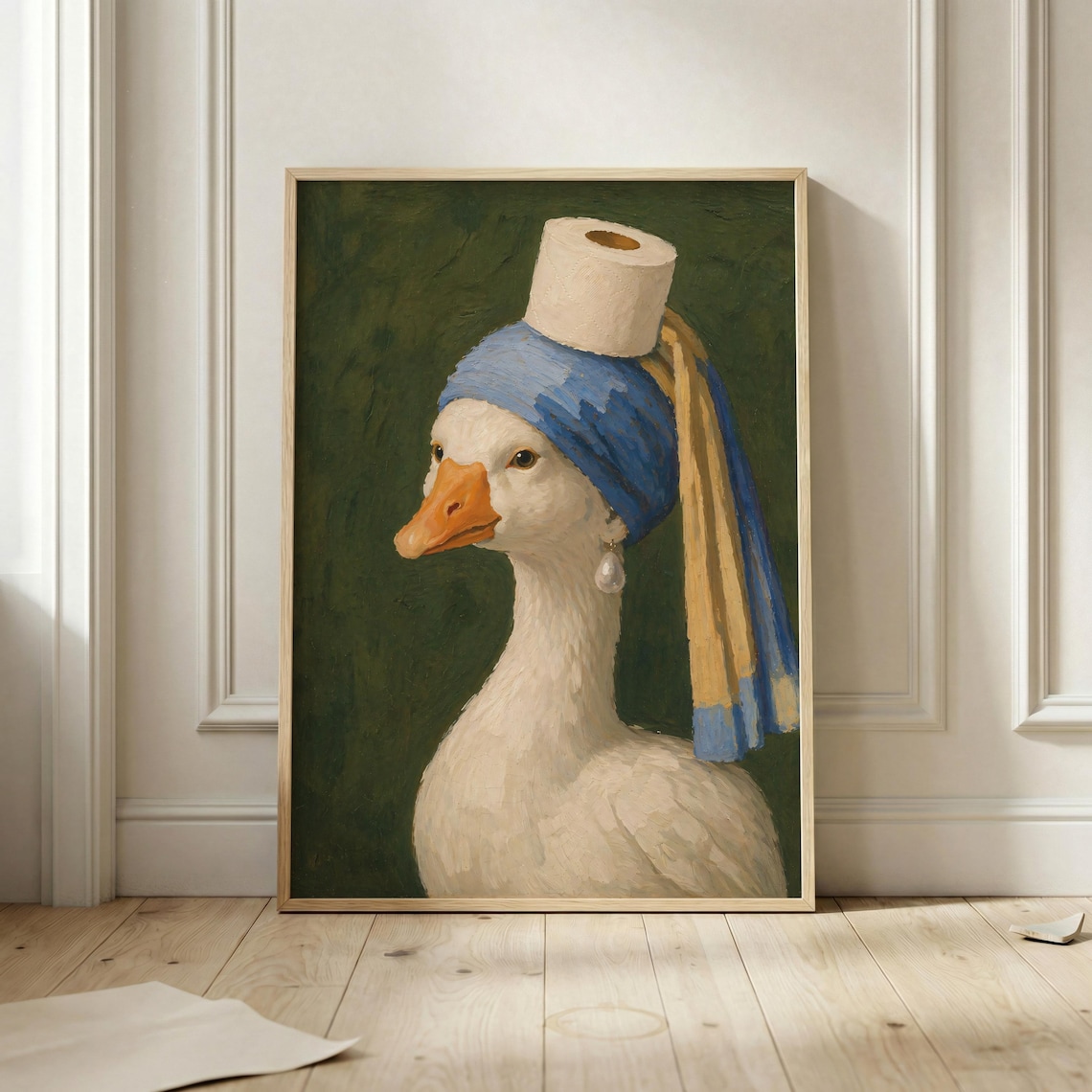 Goose With Pearl Earring Dutch Master Parody Funny Animal Poster