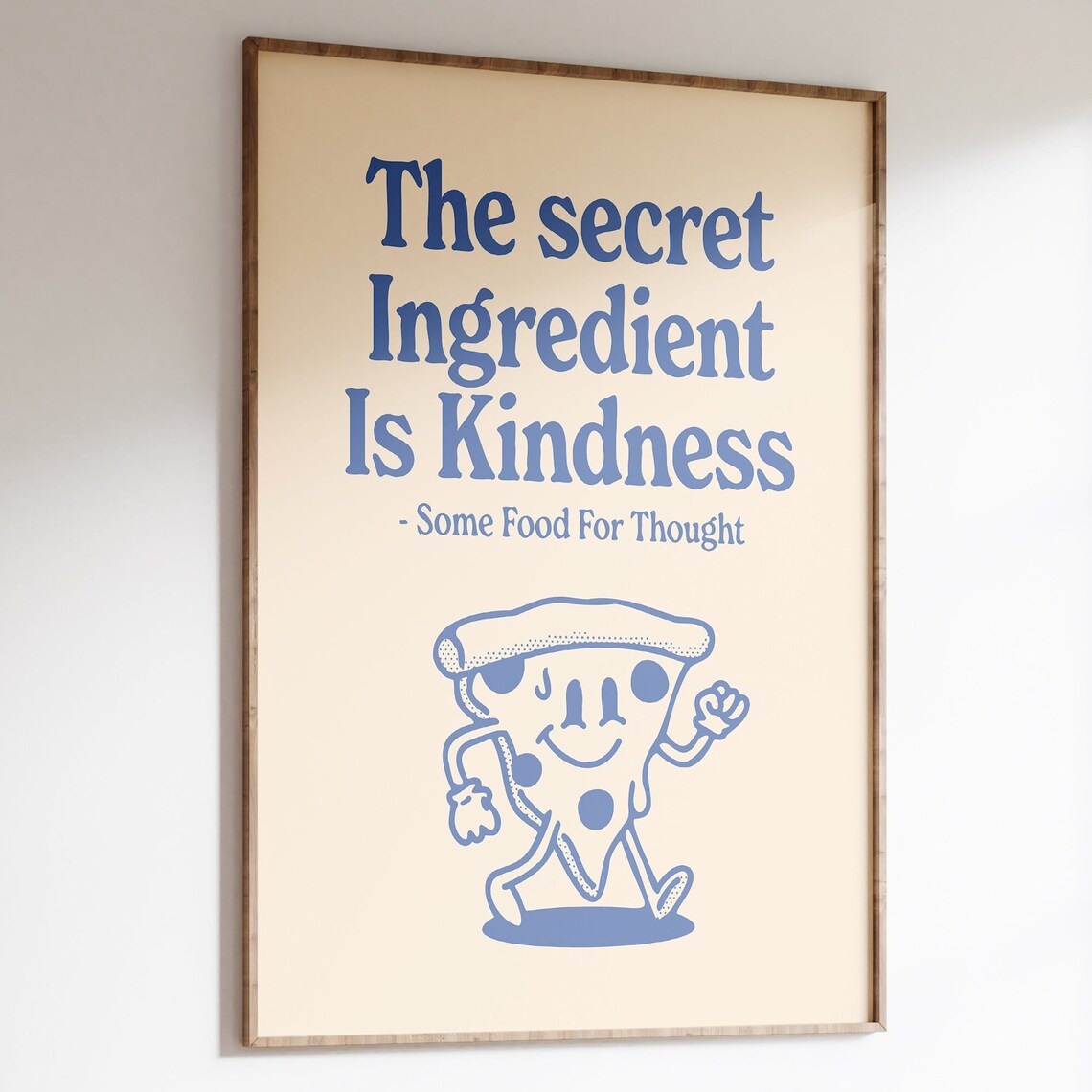 Kindness Retro Character Pizza Quote Art Print