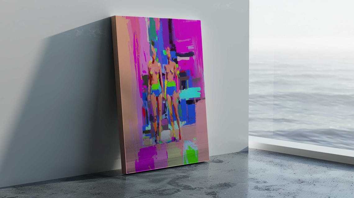 Colorful Abstract Women Figures Modern Expressionist Wall Poster - Image 3