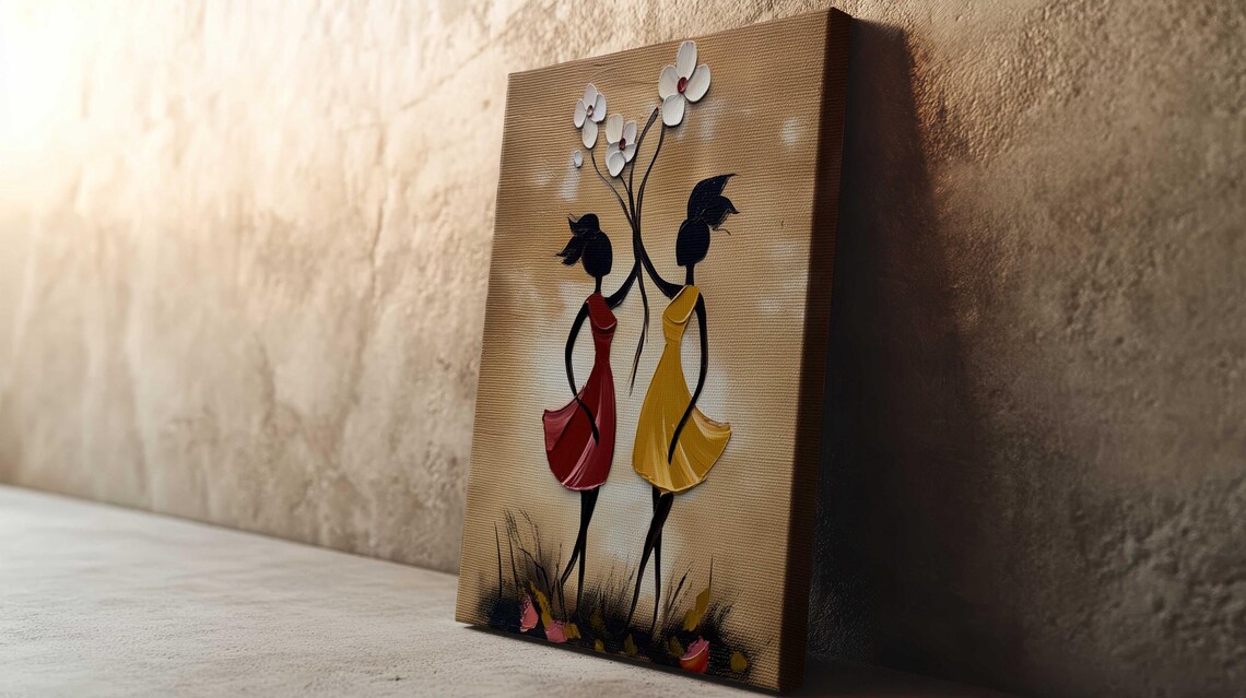 Two Stylish Black Women With Flowers Warm Canvas Love Poster - Image 3