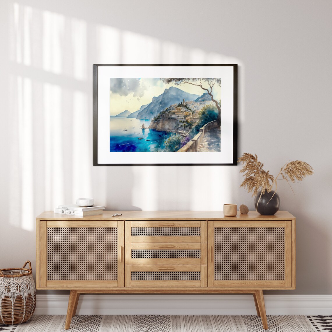 Amalfi Coast Cliffside Town Watercolor Italian Travel Wall Art - Image 2