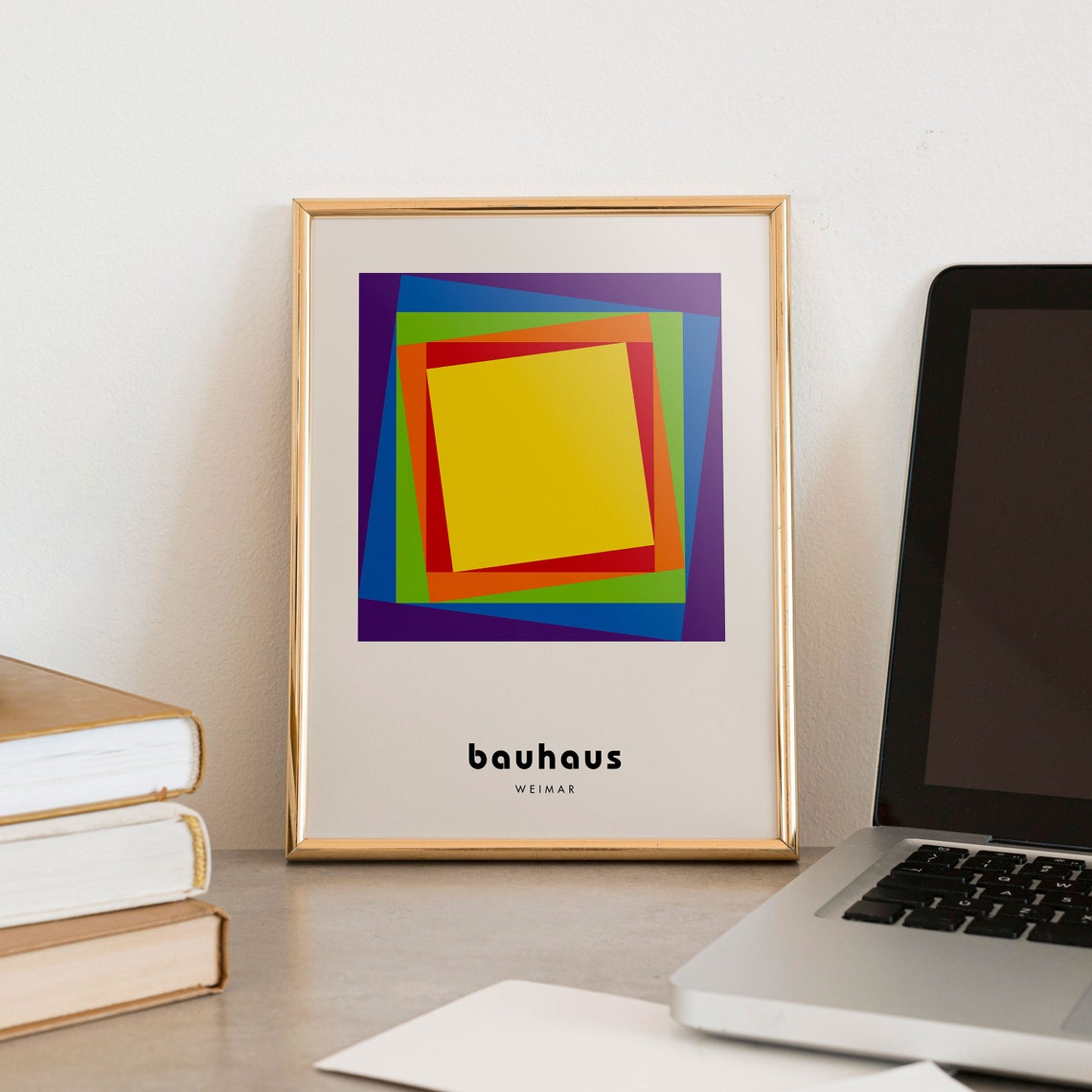 Rainbow Layered Square Pride Bauhaus Weimar Mid Century Poster - Image 3