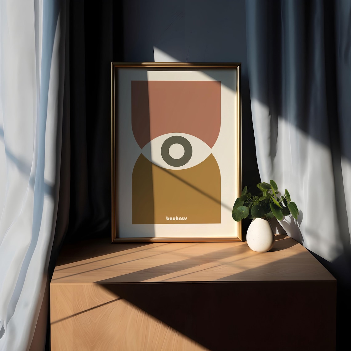 Bauhaus Single Eye Abstract Poster in Terracotta and Ochre Tones - Image 5