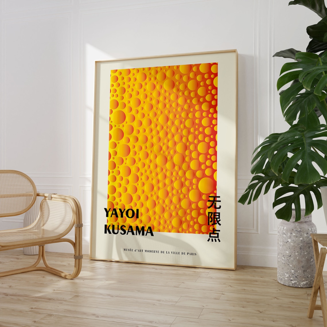 Yayoi Kusama Sunset Orange 3D Bubble Dot Gradient Art Poster