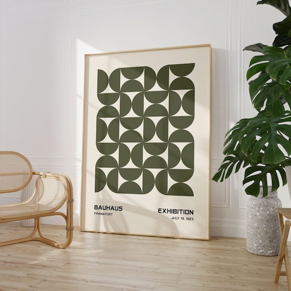 Bauhaus Frankfurt Exhibition Dark Olive Circle Grid 1923 Poster