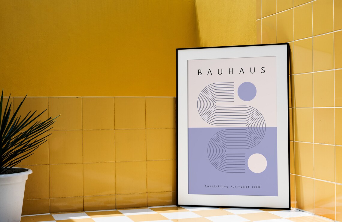 Bauhaus 1923 Exhibition Geometric Abstract Lilac Purple Modern Art Poster - Image 2