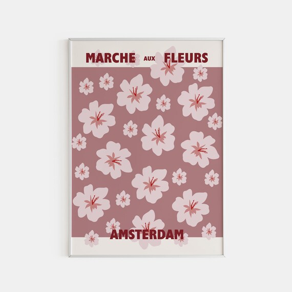 Flower Market Print French Flower Poster Flower Wall Decor Botanical Poster Matisse Cut Outs Florist Gift Earthtones