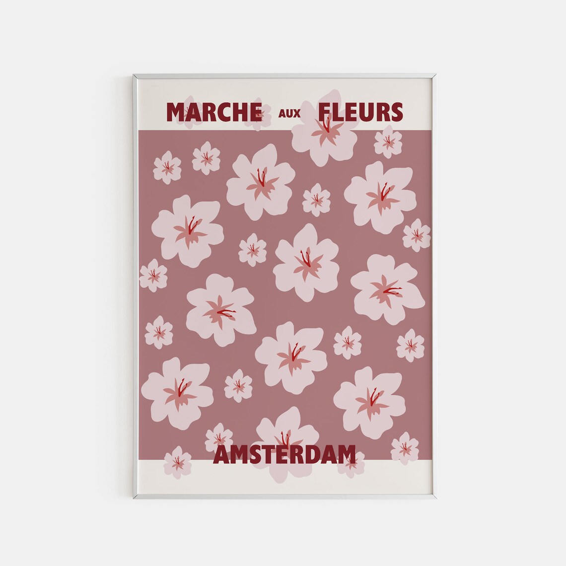 Amsterdam Marche Aux Fleurs Poster Pink Blossoms On Mauve Floral Art