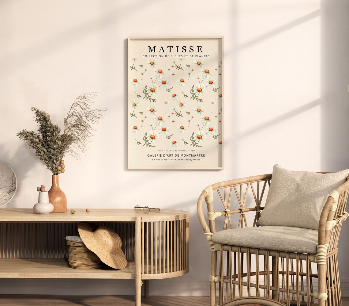 Matisse White Daisy Orange Center Wildflower Gallery Art Print - Image 4