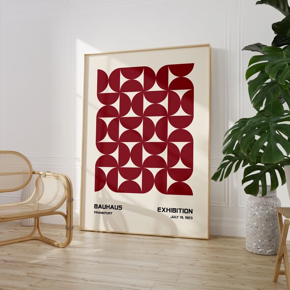 Bauhaus Poster Print Bauhaus Printable Exhibition Poster Geometric Wall Art Mid Century Modern Bauhaus Decor Minimalist Retro Wall Art