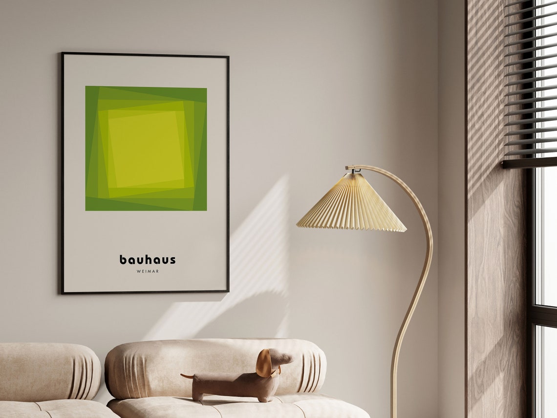 Fresh Light Green Layered Square Bauhaus Weimar Mid Century Poster - Image 5