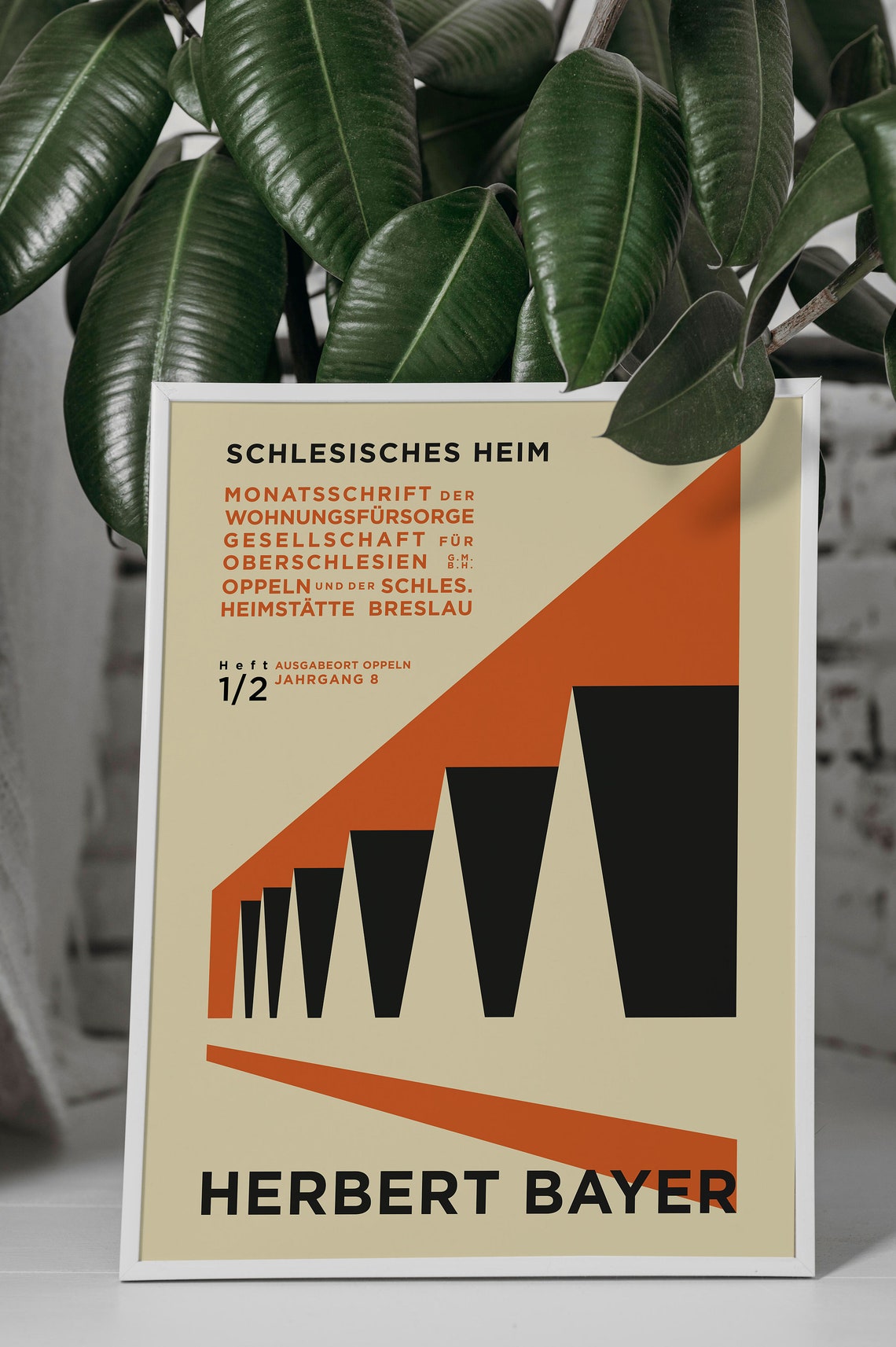 Herbert Bayer Schlesisches Heim Orange Geometric Bauhaus Poster - Image 5