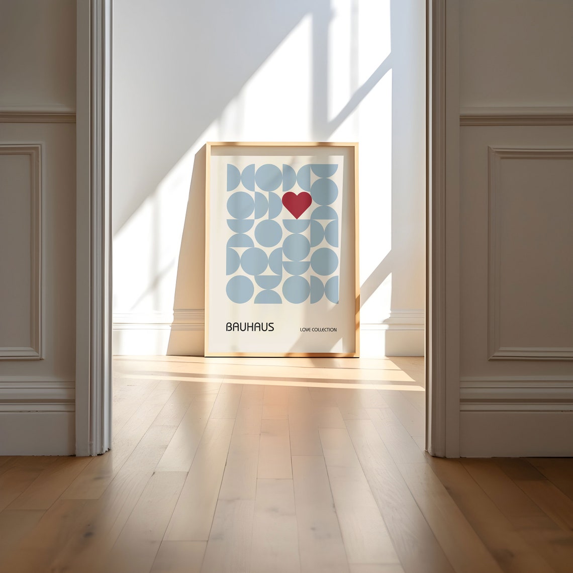 Baby Blue Geometric Circle Heart Bauhaus Love Collection Poster - Image 5