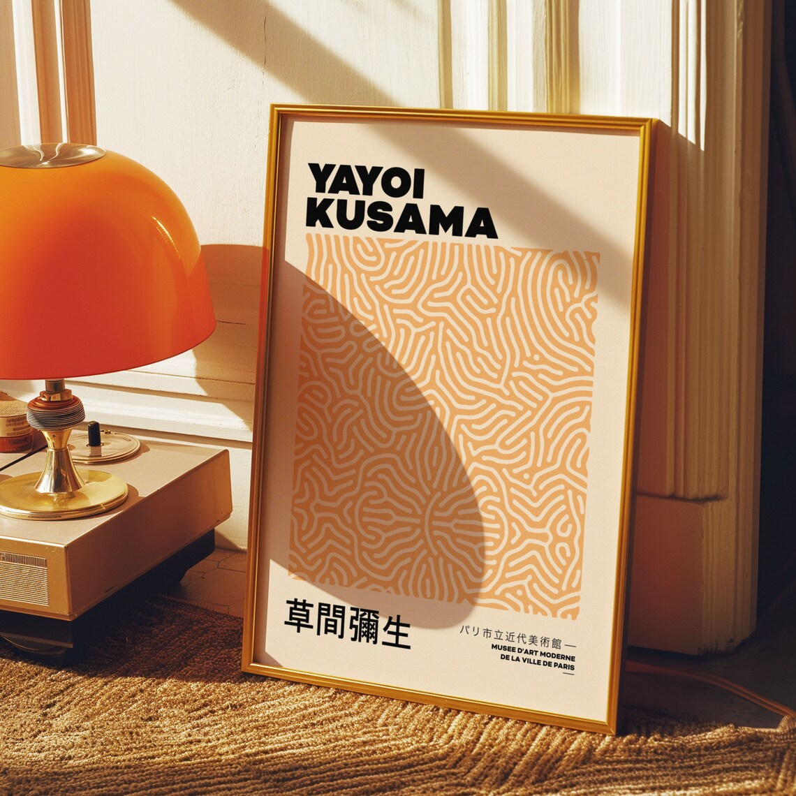 Yayoi Kusama Orange Nets Abstract Japanese Exhibition Poster