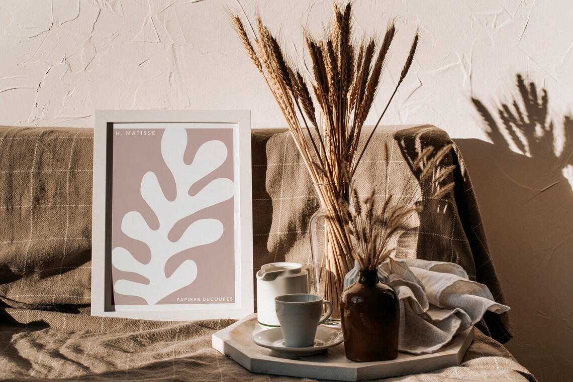 Henri Matisse Papiers Decoupes Poster Blush Pink White Leaf Cutout - Image 3