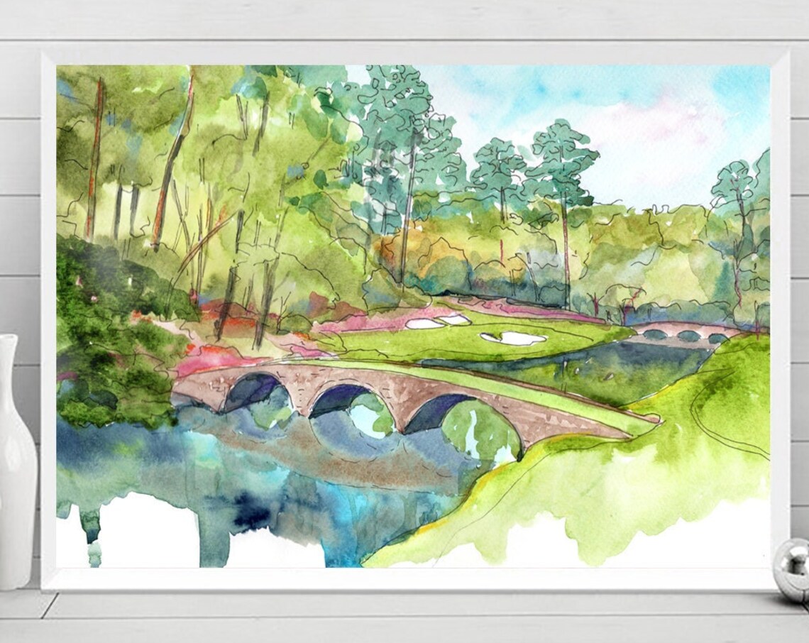 Augusta Golf Course Watercolor, Georgia Travel Art