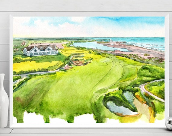 Kiawah Island Golf Resort Watercolor Painting South Carolina Travel Art Print