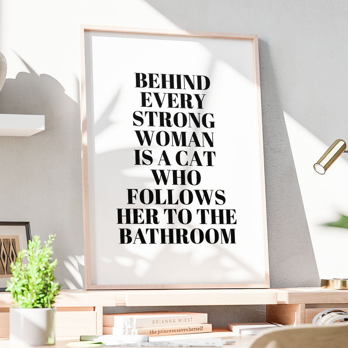 Behind Every Strong Woman Funny Cat Quote Bold Typography Poster - Image 3