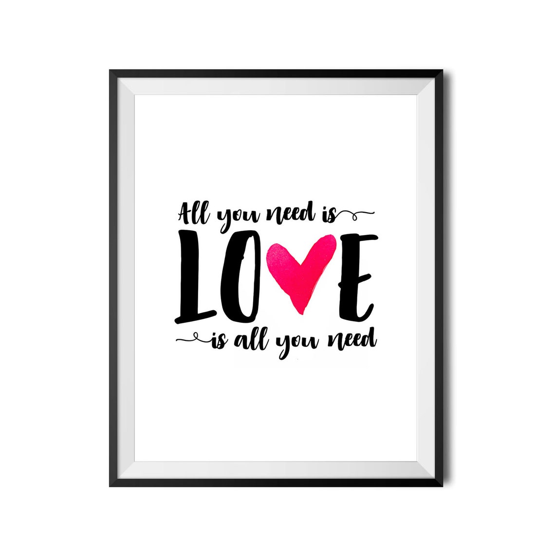 All You Need Is Love Quote Couple Poster Heart Typography Decor - Image 3