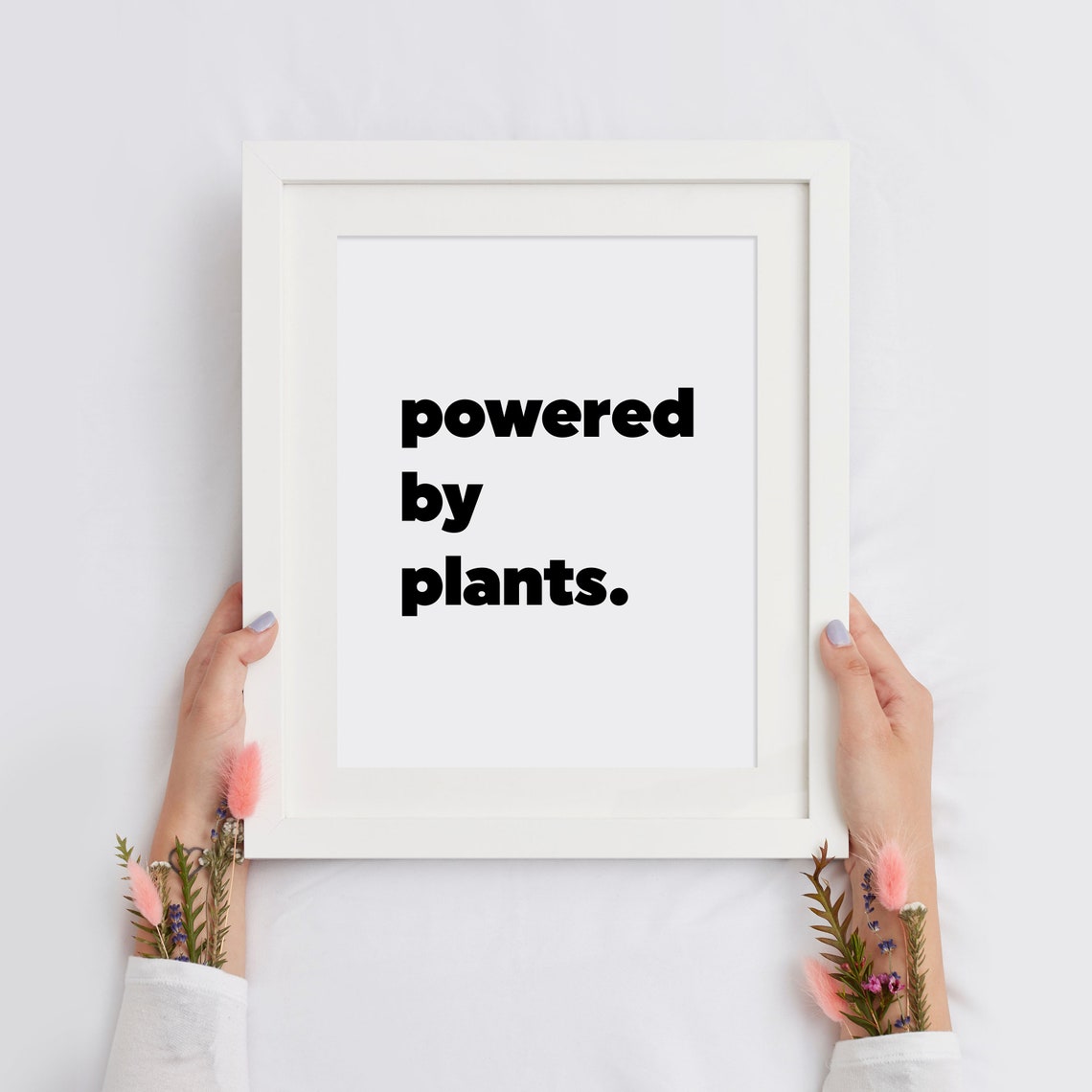 Powered by Plants Funny Vegan Quote Minimalist Typography Poster - Image 2