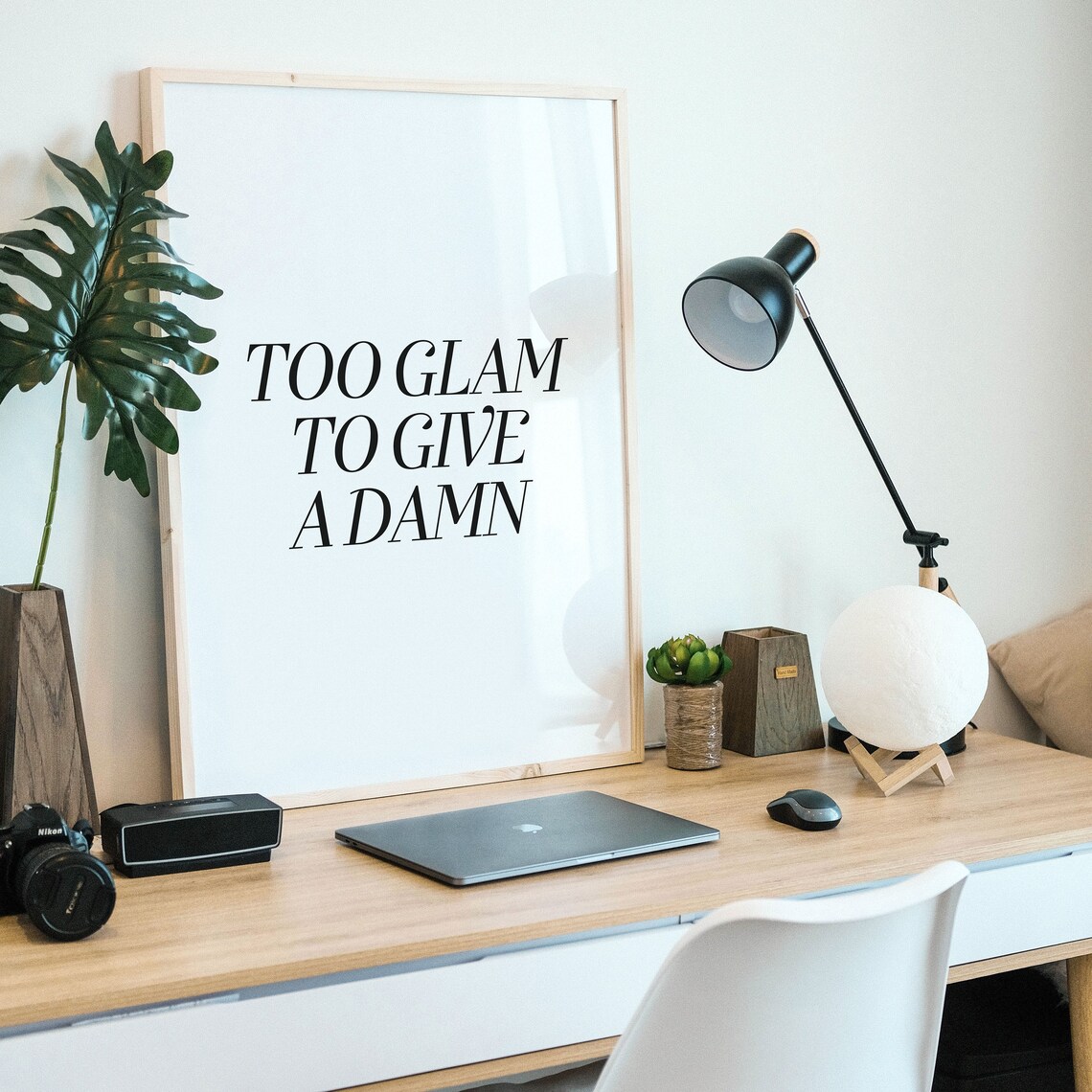 Too Glam To Give A Damn Sassy Chic Fashionista Quote Wall Decor Poster - Image 3