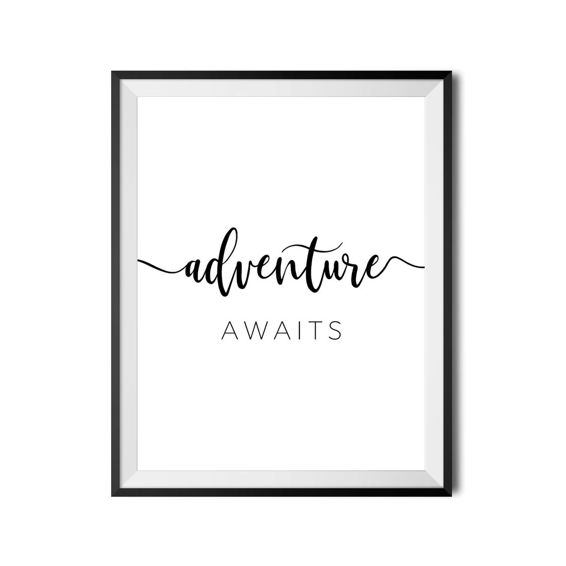 Adventure Awaits Inspirational Travel Wanderlust Script Poster - Image 2