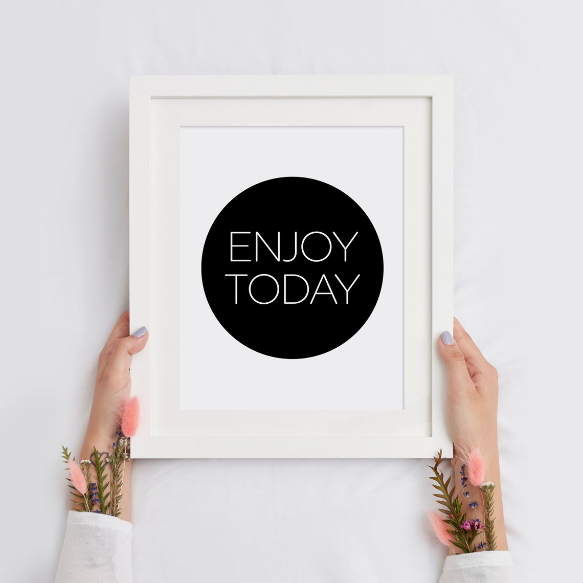 Enjoy Today Black Circle Positive Quote Minimalist Modern Poster - Image 2