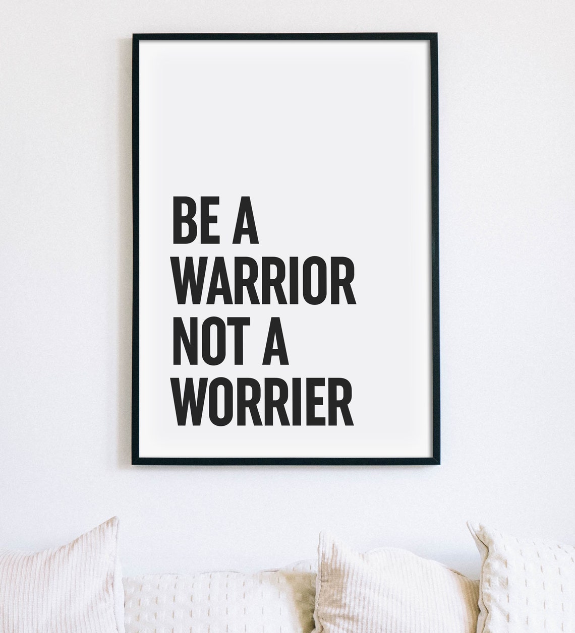 Be A Warrior Not A Worrier Motivational Quote Poster Office Gym - Image 2