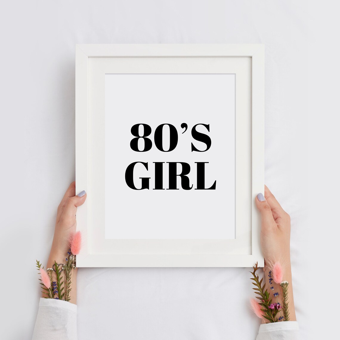 80s Girl Retro Decade Typography Minimalist Black and White Poster - Image 2